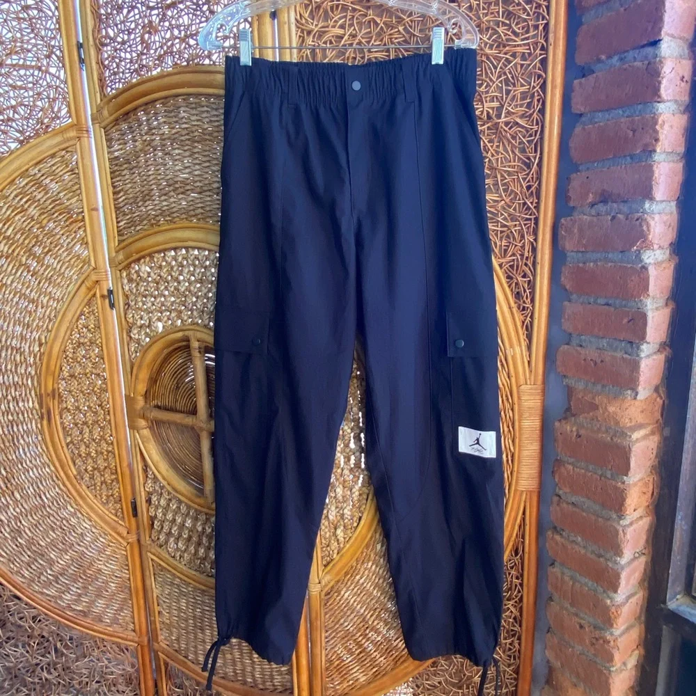 New Jordan Men’s Black Cargo Pants with Logo Patch